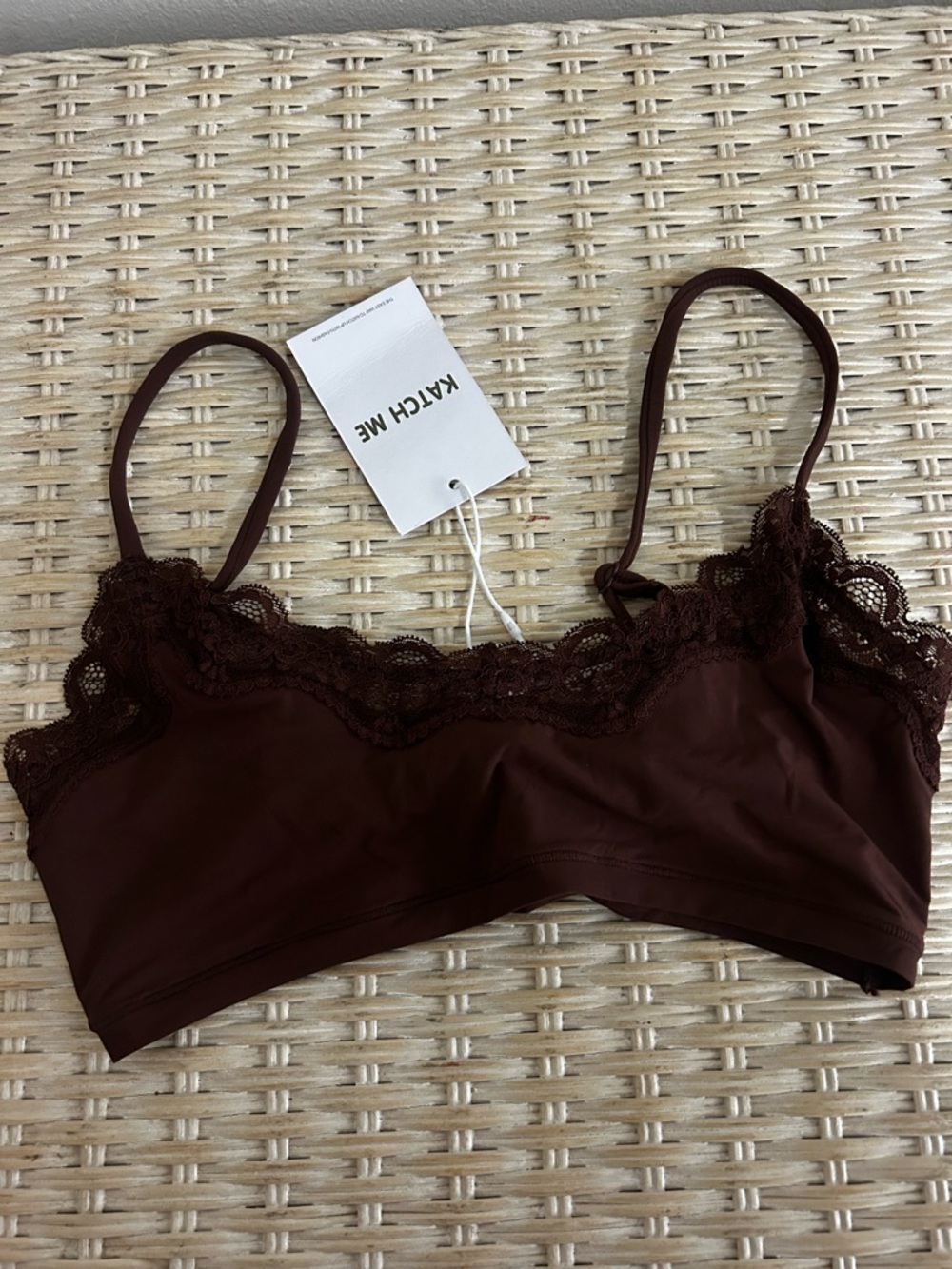 NWT Katch Me brown lace detail bralette